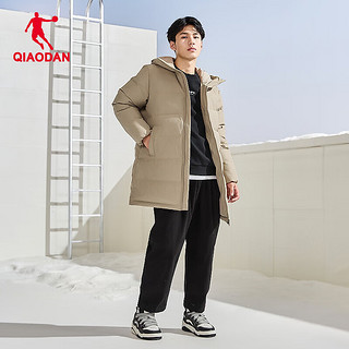 QIAODAN 乔丹 羽绒服男外套保暖防风抗寒中长款运动休闲羽绒服 椰壳色 185/2XL