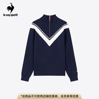 乐卡克（Le coq sportif）法国公鸡新年双旦款男款24三色系列立领撞色毛衫外套 藏青色/D01 M 常规款