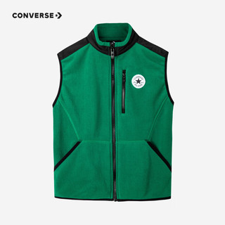 Converse匡威儿童装男童加绒马甲冬季纯色保暖开衫运动女大童针织秋装上衣 群青绿 130/64