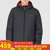 阿迪达斯 （adidas）外套男装 运动休闲服保暖防风大衣连帽夹克棉服男 HY7219/黑色-红色/双面穿 2XL(185/108A)