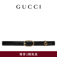                                                                                 GUCCI古驰饰圆形互扣式双G腰带 黑色 90cm