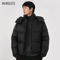 MARKLESS羽绒服男23年冬季90鹅绒保暖外套男士连帽男装 YRB3306M 黑色 XL