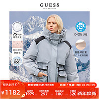 GUESS23 新冬女士多口袋保暖防风工装派克中长款羽绒服-Q3PL17W55RA G7K5-蓝色 L