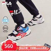 FILA斐乐儿童童鞋运动鞋2024春季小童男女童BOA旋钮骑行鞋潮 传奇蓝/斐乐白-NW 28码/内长17.5cm