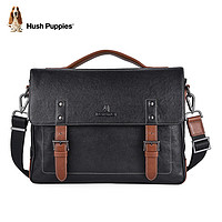 暇步士(Hush Puppies)公文包男士真皮复古手提包商务男包时尚单肩斜挎包 恒宇系列 HA-2071001W-571 黑色