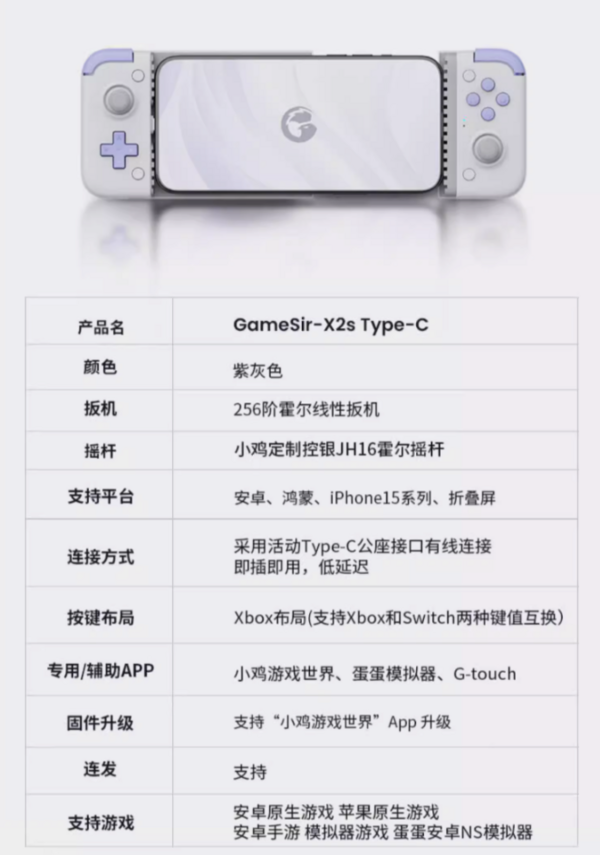 GameSir 盖世小鸡 X2S 拉伸游戏手柄 Type-C