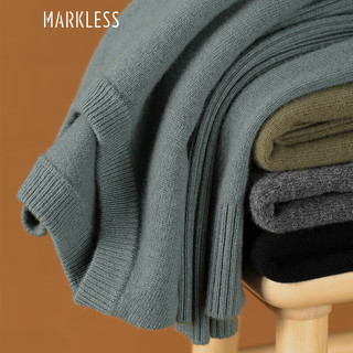 Markless 百搭100%羊毛衫套头毛衣男休闲圆领男款针织衫MSB2727M1 落日橘-圆领 XL