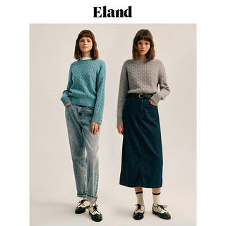 【100%绵羊毛】Eland衣恋针织衫女圆领纯羊毛棉花糖毛衣秋