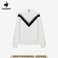 乐卡克（Le coq sportif）法国公鸡新年双旦款男款24三色系列立领撞色毛衫外套 象牙白色/A02 L 常规款