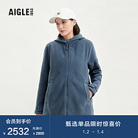 AIGLE艾高冬季女士户外保暖耐穿透汽全拉链抓绒衣外套 浅藏青色 AN205 38(165/88A)