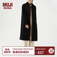 无印良品（無印良品 MUJI）女式 木棉混 灯芯绒大衣 中长款翻领外套女款秋冬季款  BDE91C3A 黑色 L(165/88A)
