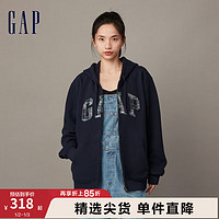 Gap男女装冬季2023碳素软磨抓绒保暖卫衣841214宽松连帽衫厚 海军蓝 165/84A(XS） 亚洲尺码