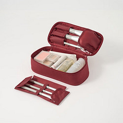 MUJI 無印良品 无印良品（MUJI）聚酯纤维化妆包收纳包洗漱包便携式 平型/19.5*9.5*6cm/朱红色