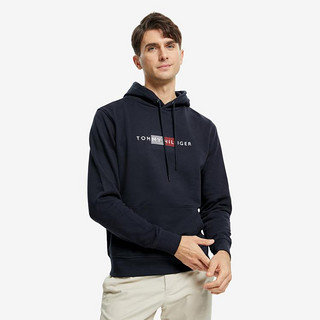 TOMMY HILFIGER 男装简约撞色旗标刺绣LOGO连帽套头卫衣MW0MW21030