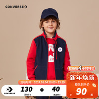 匡威（Converse）儿童加绒马甲纯色保暖运动小背心女大童针织秋装上衣 藏青蓝 130/64