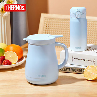 THERMOS 膳魔师 保温壶0.8L小容量316L不锈钢办公家用带茶漏焖茶壶TEHB-800 浅云蓝 800ml ≤1L