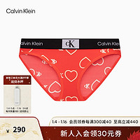 Calvin Klein内衣【CK96系列】女士新年红爱心性感比基尼内裤QF7486AD I2B-红色桃心 L