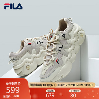 FILA 斐乐 官方女子篮球鞋BARRICADE 2代2021年冬季低帮运动鞋潮流休闲鞋女 燕麦色/黄水泥-OC 38