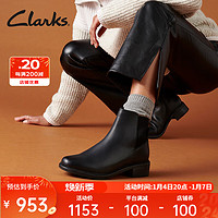 Clarks 其乐 梅系列女鞋时尚复古潮流舒适拉链粗跟及踝靴烟筒靴