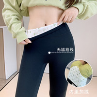 La Chapelle City 拉夏贝尔加绒鲨鱼裤女秋冬季气质修身保暖束脚裤子 黑260g-纯色 M