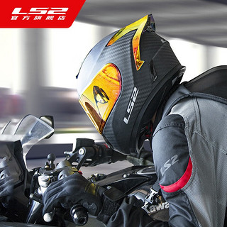 LS2碳纤维摩托车头盔男女机车赛车四季通用全盔防雾大尾翼FF801 哑黑(6K碳纤维)单镜片 XL(57-58头围)