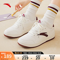 ANTA 安踏 女鞋板鞋2024春季厚底增高休闲鞋小白鞋透气运动鞋子女 象牙白/绛红色-7 37.5
