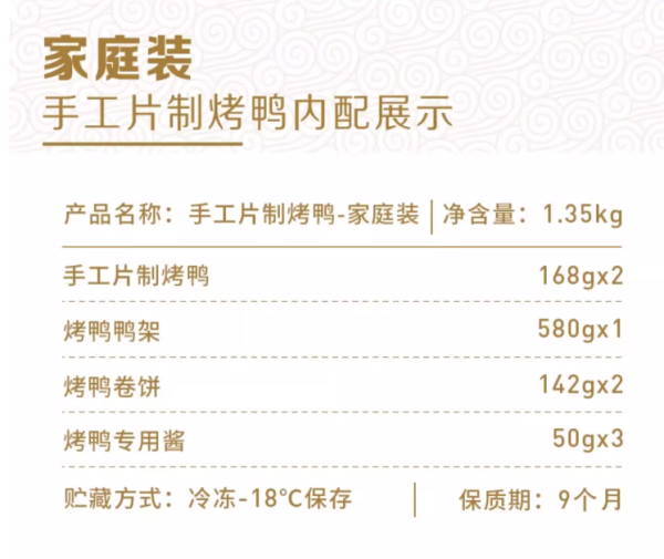 全聚德 手工片制烤鸭家庭装 1350g