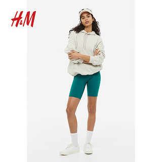 H&M 女士运动裤早秋高腰及膝骑行短裤防走光裤0949196 深绿色 155/64A