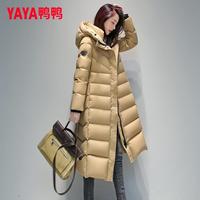 YAYA 鸭鸭羽绒服 鸭鸭长款羽绒服女冬季连帽长过膝加厚加长收腰显瘦外套