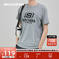 SKECHERS 斯凯奇 夏情侣款T恤女百搭上衣撞色宽松运动短袖男