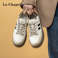 La Chapelle拉夏贝尔女鞋德训鞋女加绒可选冬季女鞋百搭休闲小白鞋厚底保暖板鞋子女 黑棕LA-D3301 36