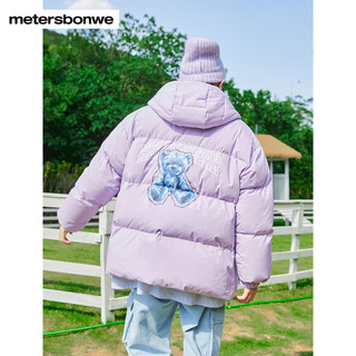 美特斯邦威 羽绒服男2023冬季新款工装格纹短款棉袄宽松情侣装上衣