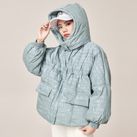 A21 女装鸭绒摩登洋气羽绒服冬季外套百搭保暖面包服 灰色R414215027 S