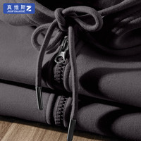 真维斯(JEANSWEST Z+)加绒开衫卫衣男冬季宽松加厚保暖外套中国风开衫运动上衣休闲男装 深灰 M(100-110斤)