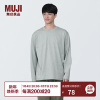 無印良品 MUJI（無印良品 ） 男式 天竺织 圆领长袖T恤 男士 打底衫 男款 AB1L3A4S 灰色 XS (160/80A)