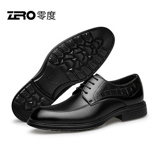 零度Zero男士皮鞋2024经典黑色真皮商务办公通勤德比正装鞋子男 13黑色-系带 38
