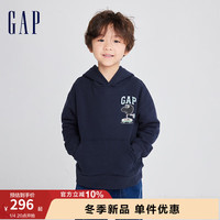 Gap 盖璞 男女童连帽抓绒卫衣847290商场同款 海军蓝 120cm(XS)亚洲尺码