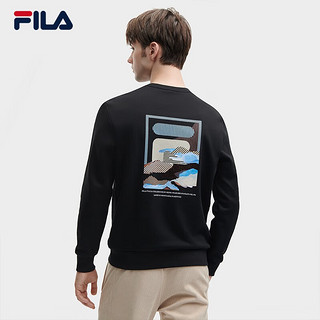 FILA 斐乐男子针织套头衫时尚简约基础休闲卫衣 正黑色-BK 180/100A/XL