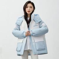 YAYA 鸭鸭羽绒服 连帽羽绒服收腰显瘦中长款撞色休闲时尚外套