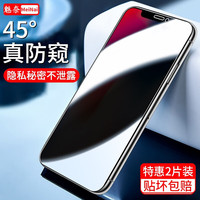 MEINAI 魅奈 适用苹果x/xr防窥钢化膜 iphone xs/max手机膜抗蓝光高清护眼水凝膜全屏玻璃磨砂膜 全玻璃2片装 iPhone X/XS(5.8英寸)