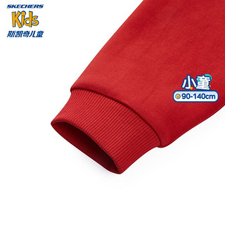 Skechers斯凯奇男童针织套头空气感卫衣龙年红色小童上衣L124B016 赛车红/001W 100cm