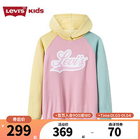 Levi's 李维斯童装女童加绒连帽卫衣保暖儿童拼色上衣 甜蜜粉 110/52(4T)