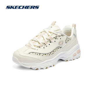 斯凯奇（Skechers）春季奶茶熊时尚百搭舒适休闲运动老爹鞋子女150236 米白色/粉色/OFPK 35