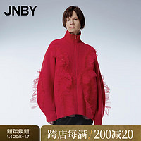 江南布衣（JNBY）【红透新年】23冬红色针织衫开襟女蕾丝拼接简约休闲5NB315600 621/大红 S