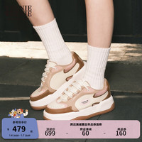 Teenie Weenie小熊秋冬时尚拼色低帮休闲厚底板鞋女鞋 卡其色 36