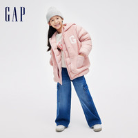 Gap女童冬季2023LOGO一衣多穿可脱卸羽绒服837220连帽两件套