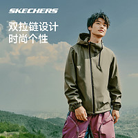 SKECHERS 斯凯奇 外套女防风防泼水连帽软壳衣服男士保暖柔软运动服