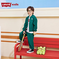 Levi's李维斯童装男童加绒开衫卫衣+长裤2件套23冬季外套裤子套装 常青绿 160/80