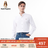Hush Puppies暇步士男装2024春彩点纱牛津纺商务休闲百搭衬衫 019白色1 XXL