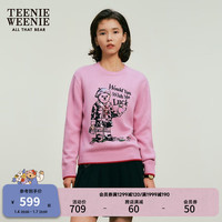 TEENIE WEENIE 小熊2024年早春重工珠绣圆领套头毛衣保暖针织衫 粉色 160/S